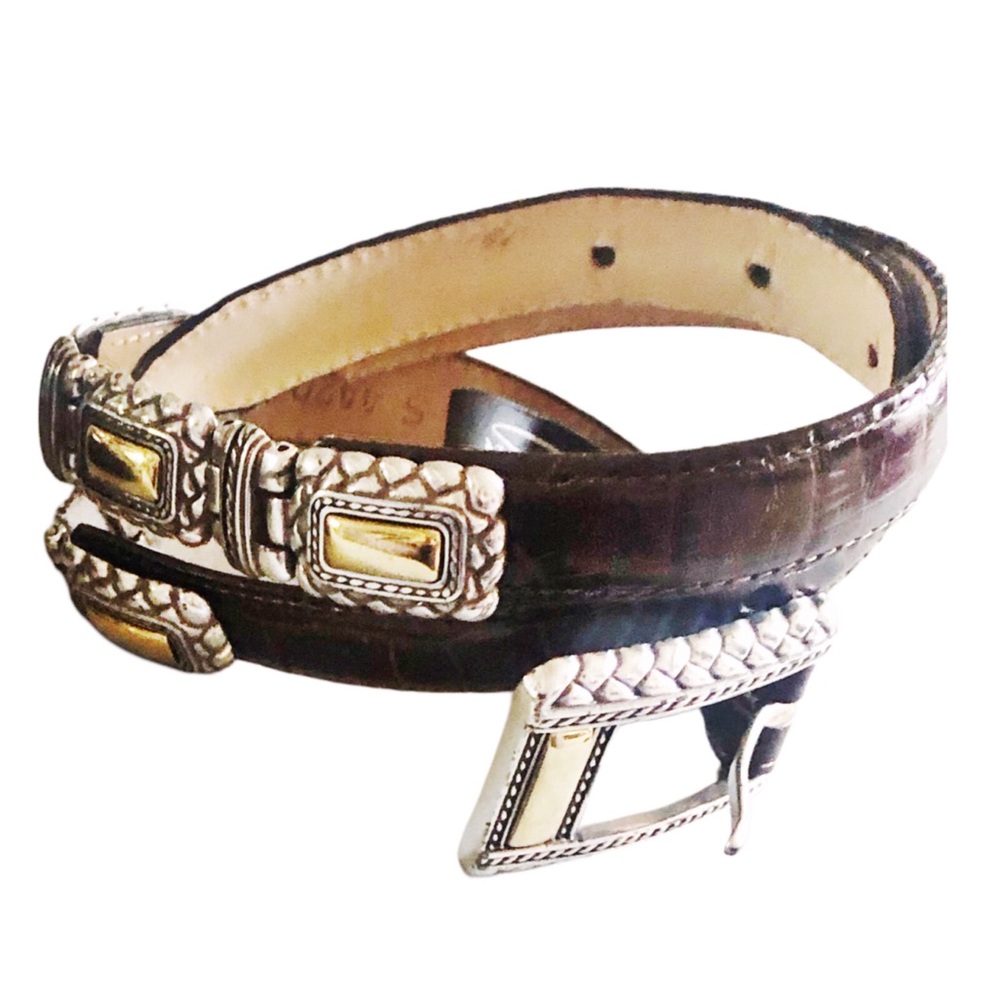 Brighton Brown Croc & Concha Belt Sz Small